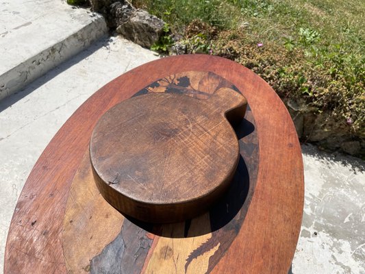 Vintage Wood Round Serving Tray Platter, France, 1960s-UR-1300315