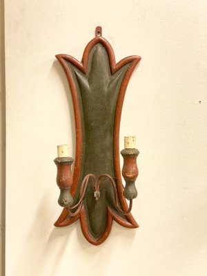 Vintage Wood Sconces, 1920s, Set of 2-NPC-842454