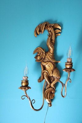 Vintage Wood Sconces Featuring Monkeys, Set of 2-YF-632727