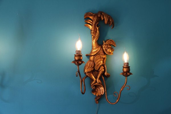 Vintage Wood Sconces Featuring Monkeys, Set of 2-YF-632727