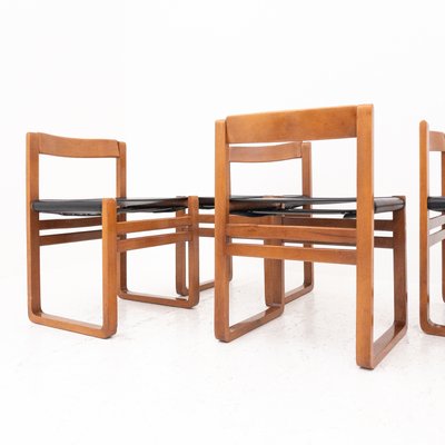 Vintage Wood & Skai Chairs, 1960s, Set of 6-UPW-1735938