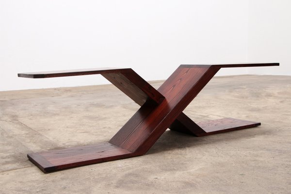 Vintage Wooden Asymmetrical Coffee Table, 1970s-EZZ-1725225