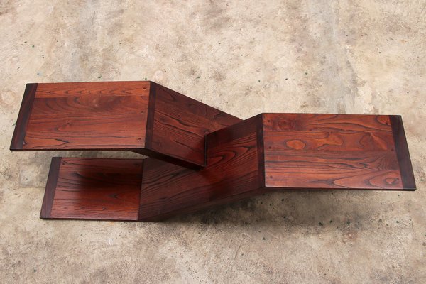 Vintage Wooden Asymmetrical Coffee Table, 1970s-EZZ-1725225