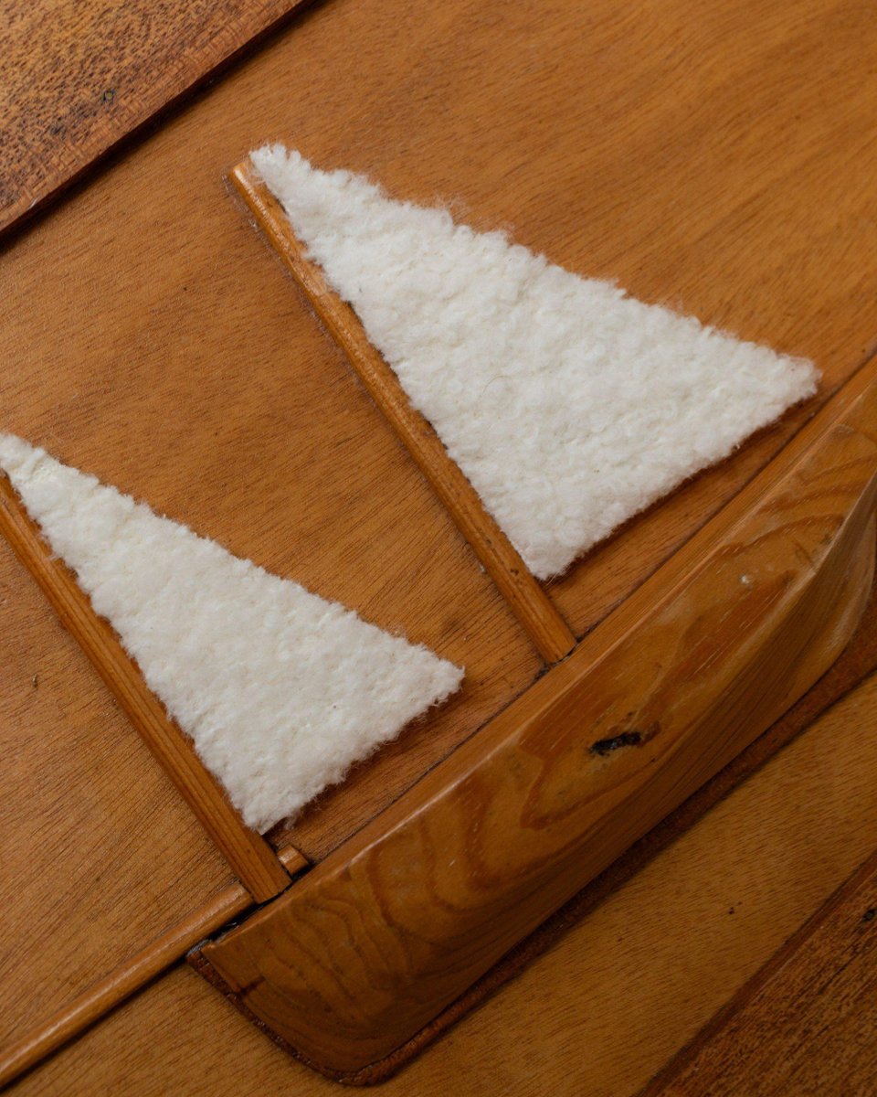 Vintage Wooden Boat Murals Plastic Sailing Boats with Bouclé Wool Sails, France, 1960s, Set of 2