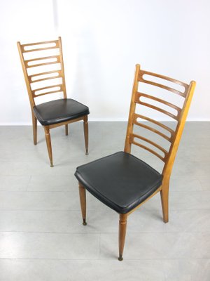 Vintage Wooden & Brass Scandinavian Dining Chairs, Set of 2-HGJ-1251286