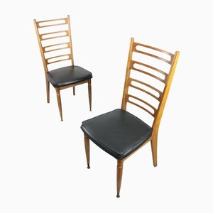 Vintage Wooden & Brass Scandinavian Dining Chairs, Set of 2-HGJ-1251286