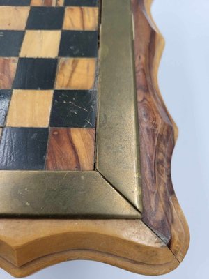 Vintage Wooden Chess Table With Chess Pieces, 1950-1960s-CAQ-1173348