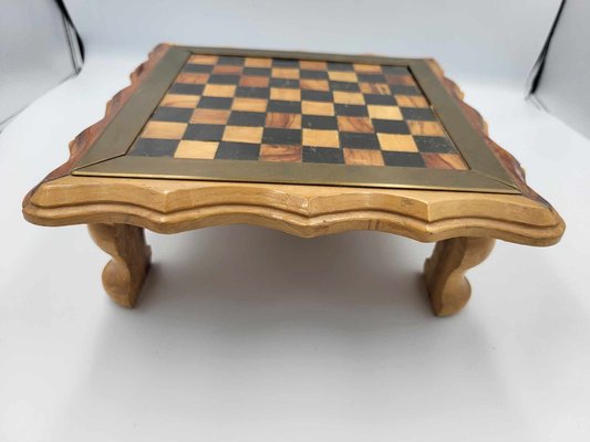 Vintage Wooden Chess Table With Chess Pieces, 1950-1960s-CAQ-1173348