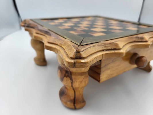 Vintage Wooden Chess Table With Chess Pieces, 1950-1960s-CAQ-1173348