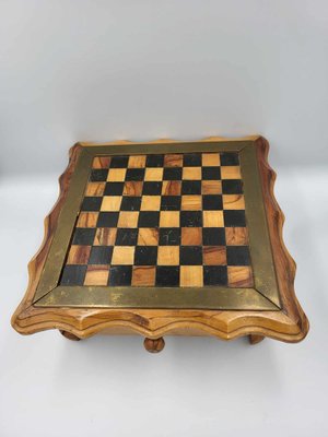 Vintage Wooden Chess Table With Chess Pieces, 1950-1960s-CAQ-1173348