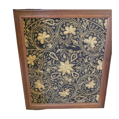 Vintage Wooden Cupboard with Tissues in Silk and Bronze-TCS-1746367