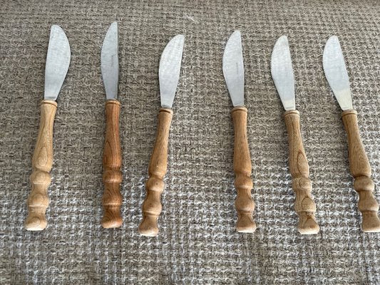 Vintage Wooden Cutlery Set, 1970s, Set of 24-QJM-2024471