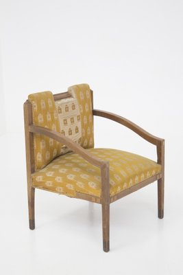 Vintage Wooden Fabric and Brass Armchairs, 1950s, Set of 2-RCE-1382792