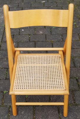 Vintage Wooden Folding Chairs with Viennese Braid Seats, Set of 4-QDP-1587569