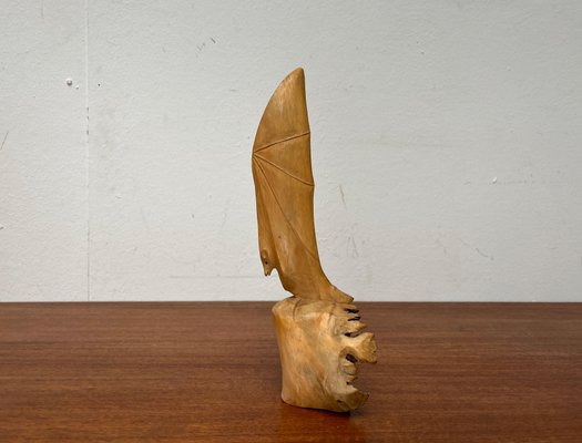 Vintage Wooden Hand Carved Bat Figurine, 1970s-UAH-2041719