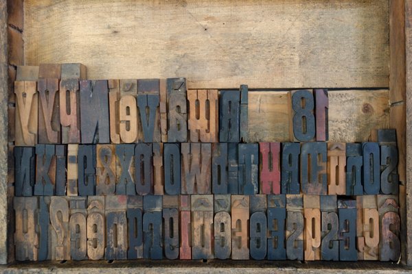 Vintage Wooden Industrial Printing Bloc Letter Figures, 1930s-XTZ-1426217