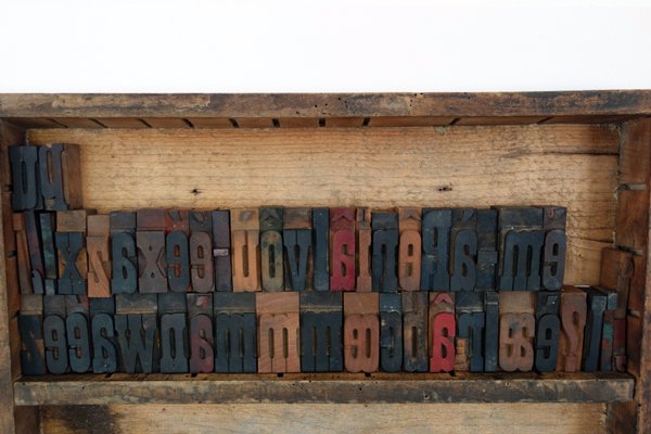 Vintage Wooden Industrial Printing Bloc Letter Figures, 1930s-XTZ-1426217