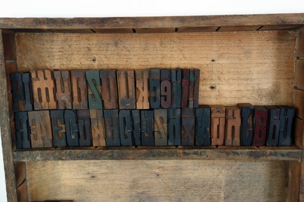 Vintage Wooden Industrial Printing Bloc Letter Figures, 1930s-XTZ-1426217