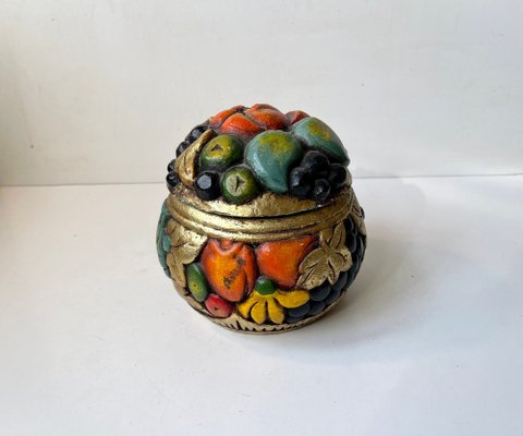 Vintage Wooden Jar Carved with Fruits, 1980s-LCR-1289248