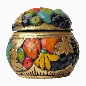 Vintage Wooden Jar Carved with Fruits, 1980s-LCR-1289248