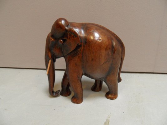 Vintage Wooden Miniature Elephant, 1920s-PNJ-1720907