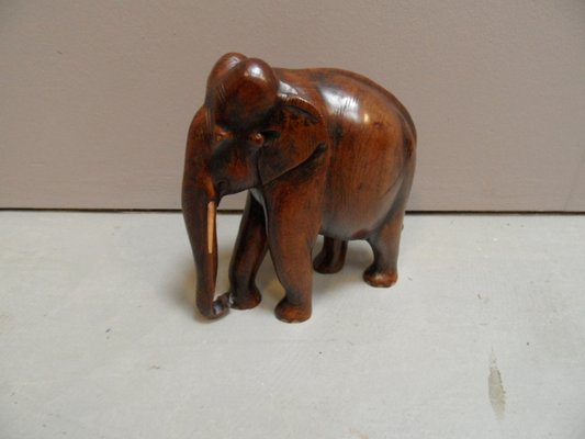 Vintage Wooden Miniature Elephant, 1920s-PNJ-1720907