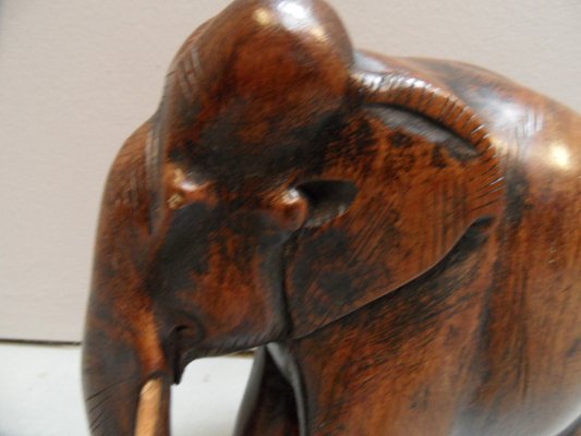 Vintage Wooden Miniature Elephant, 1920s-PNJ-1720907