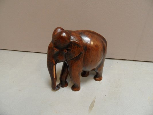 Vintage Wooden Miniature Elephant, 1920s-PNJ-1720907