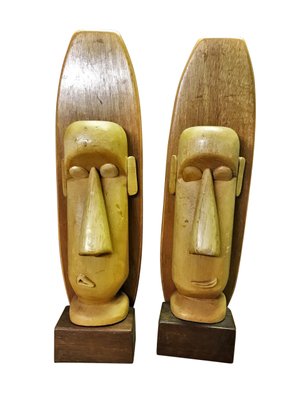 Vintage Wooden Sculptures by Paul Jansen, Set of 2-DKC-779911