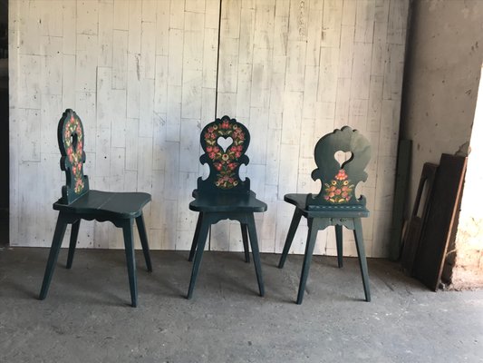 Vintage Wooden Side Chairs, 1920s, Set of 3-OXJ-562784