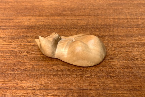 Vintage Wooden Sleeping Lioness Figurine-UAH-1332150