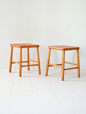 Vintage Wooden Stools, 1960s, Set of 2-QWP-2033944