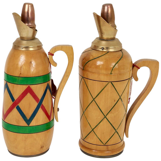 Vintage Wooden Thermos Pitchers, Italy, 1950s, Set of 2