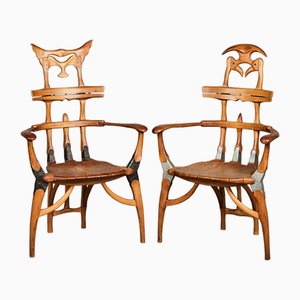 Vintage Wooden Totem Chairs, Set of 2-YWH-1745998