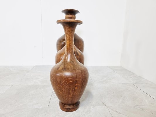 Vintage Wooden Vases by Maurice Bonami, 1970s, Set of 3-IRH-1197340