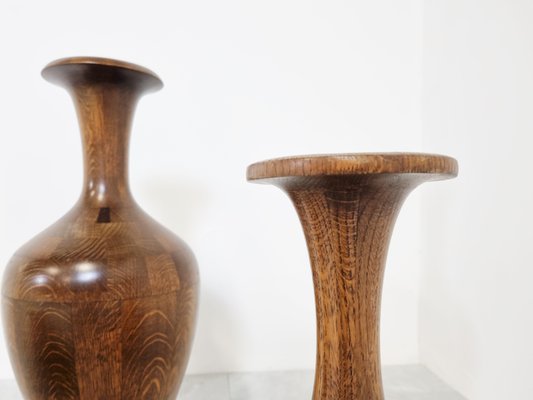 Vintage Wooden Vases by Maurice Bonami, 1970s, Set of 3-IRH-1197340