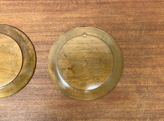 Vintage Wooden Wall Plates, Set of 4-UAH-1313369