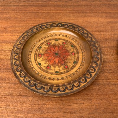 Vintage Wooden Wall Plates, Set of 4-UAH-1313369