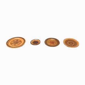 Vintage Wooden Wall Plates, Set of 4-UAH-1313369