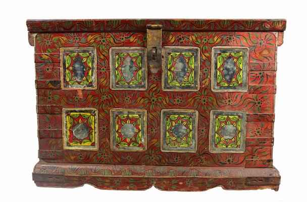 Vintage Wooden Wedding Chest, Rajestan, Pakistan, 1930s-UZN-1401223