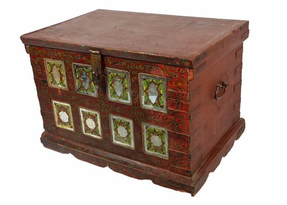 Vintage Wooden Wedding Chest, Rajestan, Pakistan, 1930s-UZN-1401223