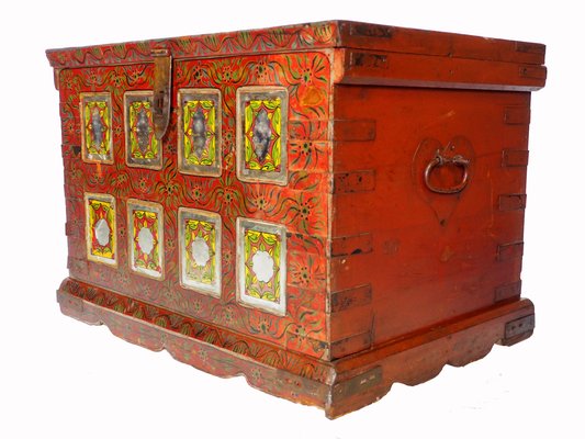 Vintage Wooden Wedding Chest, Rajestan, Pakistan, 1930s-UZN-1401223