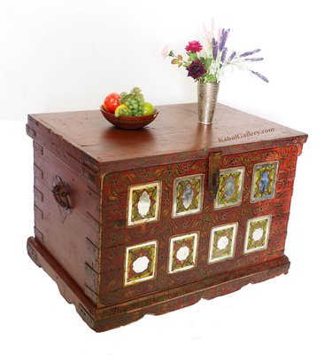 Vintage Wooden Wedding Chest, Rajestan, Pakistan, 1930s-UZN-1401223