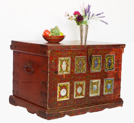 Vintage Wooden Wedding Chest, Rajestan, Pakistan, 1930s-UZN-1401223