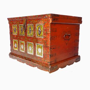 Vintage Wooden Wedding Chest, Rajestan, Pakistan, 1930s-UZN-1401223