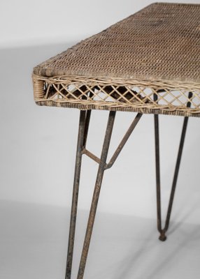 Vintage Woven Rattan Table in the Style of Matégot, 1950s-YU-1010790