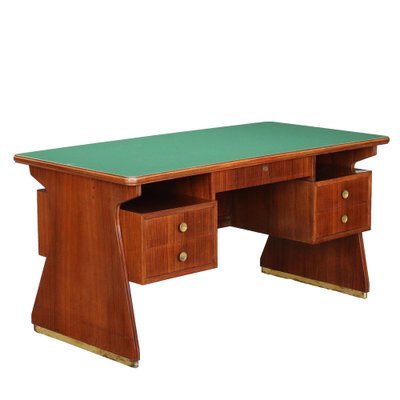 Vintage Writing Desk in Exotic Wood and Brass, 1960s-VMM-1791031