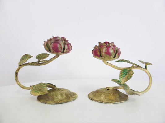 Vintage Wrought Iron Roses, 1960s, Set of 2-KNM-944894