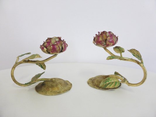 Vintage Wrought Iron Roses, 1960s, Set of 2-KNM-944894