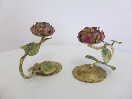 Vintage Wrought Iron Roses, 1960s, Set of 2-KNM-944894